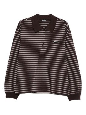 Rotate Brown Striped Long-Sleeve Polo